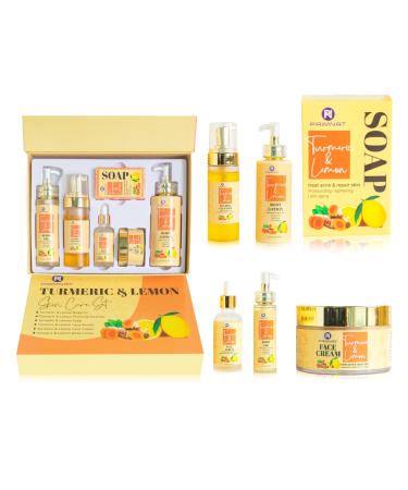 Turmeric Soap Bar & Turmeric Skin Care Set Anti-Aging & Acne Reducing Aloe Vera Face Cream Moisturizer Oil Control Refining Serum Hydrating Face Wash and Toner - Beauty & Personal Care
