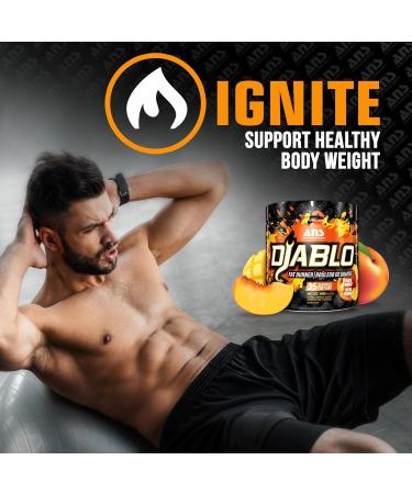 ANS Performance Diablo (35 Servings 4.9 oz) - Energy Powder for Elevated Strength & Stamina - With Added Kinetq Garcinia L Carnitine - Thermogenic Formula - Delicious Flavours (Peach Mango) - Buy Online on GoSupps.com