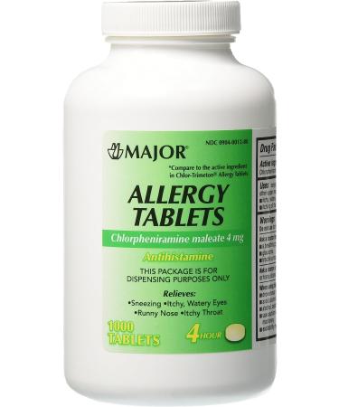 Major Pharmaceuticals Chlorpheniramine Maleate 4 mg Anti-Allergy Tablets, 1000 Count