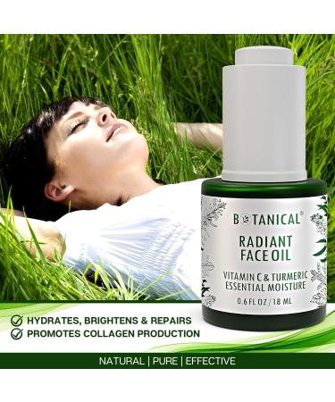Botanical Radiant Face Oil | Brightening Turmeric & Vitamin C Serum | Organic Natural Skincare with Gua Sha Lift Scraper - 0.6 fl oz - Buy Online on GoSupps.com