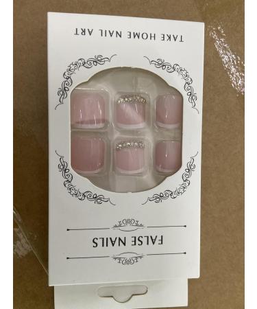 24 Pieces French False Toenails Tips Full Cover Short Fake Toe Nails Glossy Rhinestones Press on Toenails with Nail Glue Nude Glitter Stick on Toenails for Women Toenail Decorations - Buy Online on GoSupps.com