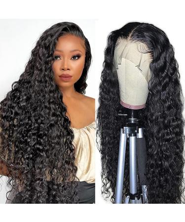 200 Density 13x4 Lace Frontal Wigs Pre Plucked Human Hair Wigs,HD Transparent Water Wave Lace Front Wigs Human Hair,Glueless Deep Wave Lace Front Wigs Human Hair,Wet And Wavy Wig,Full But Not Heavy 16 Inch 200% Transparent…