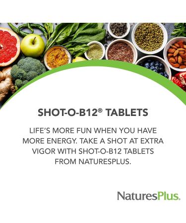 NaturesPlus Shot-O-B12 5000 mcg - High Potency Methylcobalamin Supplement - Buy Online on GoSupps.com