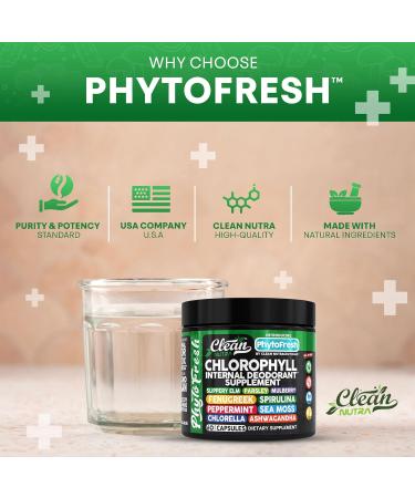 Clean Nutra Chlorophyll Capsules Supplement Internal Deodorant Peppermint Sea Moss Parsley Chlorella Spirulina Slippery Elm Ashwagandha PhytoFresh Greens Detox Pills 1 - Buy Online on GoSupps.com