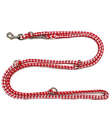 Dogeline Double leash Practice line for medium dogs up to 45 kg over 39 colors very stable (3.50 m Stuttgart) 3.50 m red-white
