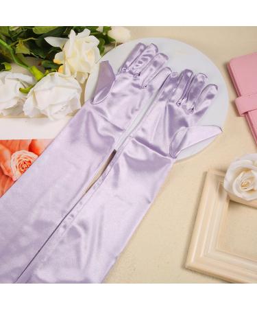NQEUEPN Women Long Gloves Long Elbow Satin Gloves 21" Stretchy 1920s Opera Gloves Hand Care Moisturizing Gloves for Women Girls Evening Party Dance (Light Purple) - Buy Online on GoSupps.com
