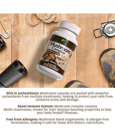 Harvest of Nature - Mushroom Complex Supplement w/Lion's Mane Reishi Turkey Tail Shiitake - Supports Immune Function & Cognitive Function - 266 mg - 60 Capsules (1 Pack) - Buy Online on GoSupps.com