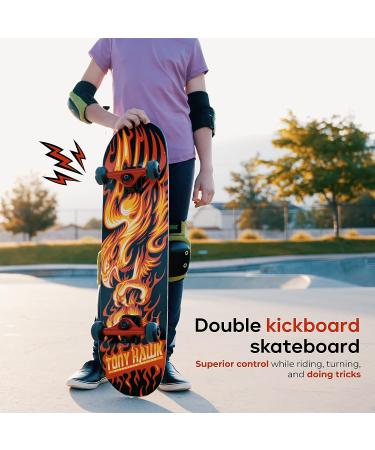 Tony Hawk 31 Inch Skateboard - Signature Series 4 - 9-Ply Maple Deck for Cruising, Carving, Tricks, and Downhill - Flame Hawk - Buy Online on GoSupps.com