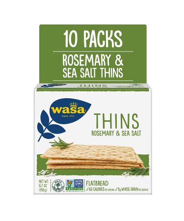 WASA THINS Rosemary & Sea Salt Flatbread Crackers 6.7oz - Pack of 10 | Non-GMO, Low-Fat, No Cholesterol - Buy Online on GoSupps.com