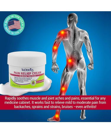 TriDerma Pain Relief Cream Maximum Strength - Heel, Foot, Back, Neck, Arthritis, Muscle, Nerve Pain Relief - 2oz Jar - Buy Online on GoSupps.com