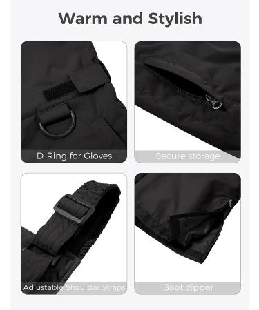 Wantdo Boy's Waterproof Ski Bibs 14-16 Black - Insulated Snow Pants for Snowboarding & Outdoor Activities - Buy Online on GoSupps.com