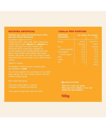 Graze - Peri Peri Snacks - Healthy Snacks Alternative for Crisps Mixed Nuts & Pretzels - Ideal if you Love Corn Broad beans and Corn hoops mixed Savoury Vegan Snacks (6x100g pack) - Buy Online on GoSupps.com