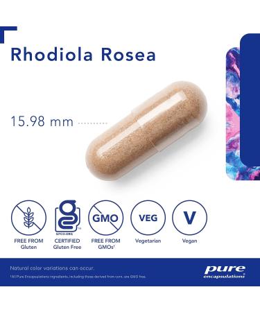 Pure Encapsulations - Rhodiola Rosea - Hypoallergenic Supplement to Moderate Occasional Physical and Emotional Stress - 90 Capsules - Buy Online on GoSupps.com