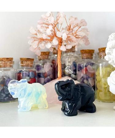 DUQGUHO 2 Pcs Crystal Elephant Decor Natural Black Obsidian Opal Elephant Crystal Statue Stones Cute Crystal Desk Decor Elephant Figurine Gifts for Women Men 1.5" Obsidian & Opal - Buy Online on GoSupps.com