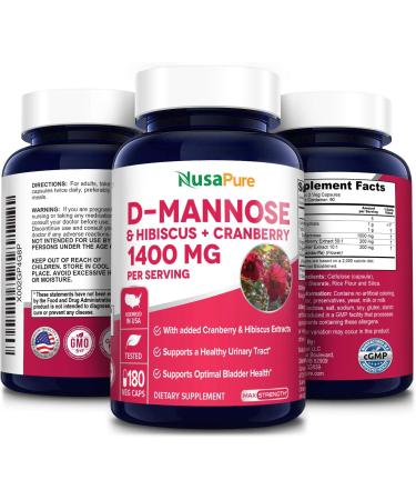 NusaPure D-Mannose Complex 1400mg - 180 Veggie Caps with Hibiscus & Cranberry | Urinary Tract Support - Buy Online on GoSupps.com