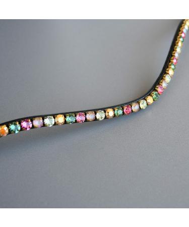 Shop Happiness Hucks 'Paradise' Curved Forehead Straps - Colorful Pink Green & Gold | WB XL Dark Brown Leather | International Shipping Available - Buy Online on GoSupps.com