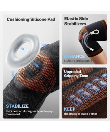 Compression Knee Brace for Men & Women - Coffee Ground Knee Sleeve for Meniscus Tear ACL Arthritis Pain - Patella Pad & Side Stabilizers - Best Support for Weightlifting & Running - Buy Online on GoSupps.com