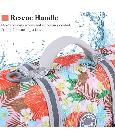 Vivaglory Ripstop Dog Rescue Vest - Enhanced Buoyancy & Visibility for Small to Medium Dogs Flower Orange XL (78-96cm Chest) - Buy Online on GoSupps.com