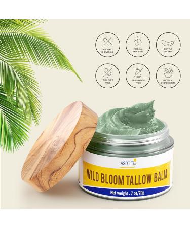 Handmade Wild Bloom Tallow Face Balm with Blue Tansy - Hydrate Nourish and Protect Skin for Soft Smooth Skin- 0.7 oz - Buy Online on GoSupps.com