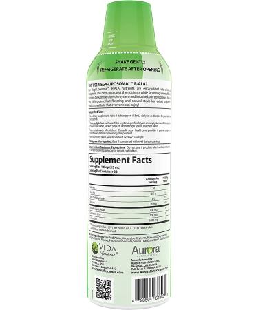 Aurora Nutrascience Mega-Liposomal R-Alpha Lipoic Acid 750 mg - Organic Fruit Flavor - 16 fl oz - Buy Online on GoSupps.com