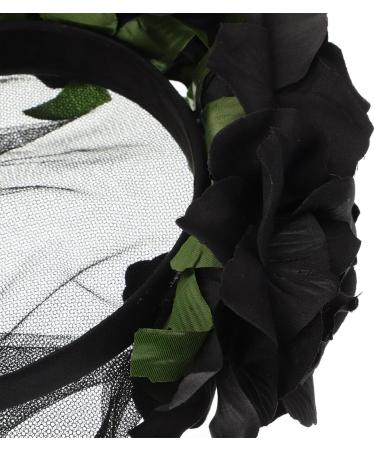 Artibetter Halloween Rose Flower Headband Halloween Black Veil with Rose Flower Crown Halloween Rose Flower Headband with Long Black Veil Makeup Veil Halloween Hair Accessories - Buy Online on GoSupps.com