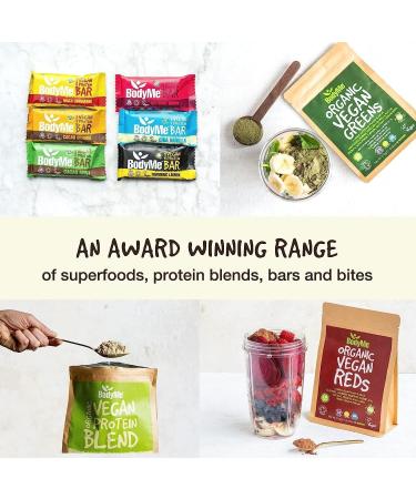 BodyMe Organic Vegan Reds Powder | 270g Super Reds Blend with Blueberry, Cranberry, Raspberry, Rosehip, Acai, Beetroot, Prebiotic Inulin, Carob, Chaga Mushroom, Reishi Mushroom - Buy Online on GoSupps.com