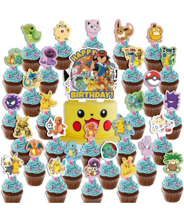 30Pcs Cartoon Anime Cupcake Topper Decorations Cute Cake Topper Birthday Party Decorations Anime Theme Cake toppers Decorations for Birthday Party Kawaii Cake Toppers Birthday Party Favors Supplies