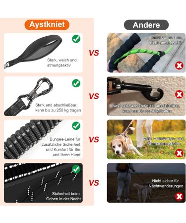 Buy Aystkniet Shock-Absorbing Bungee Tow Leash for Dogs | 3m 5m 10m 15m 20m | Padded Handle Reflective Threads & Lockable Hooks | Ideal for Medium & Large Dogs - Buy Online on GoSupps.com