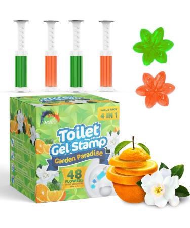 JAVCO -48 Flowers- Flower Toilet Gel Stamp | Toilet Scent Fresheners | Toilet Fresheners Gel Toilet (Orange & Gardenia)