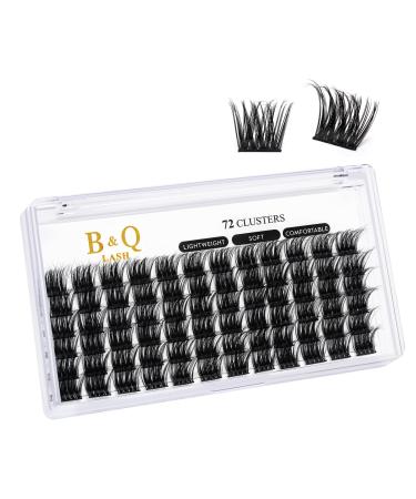 Eyelashes 72 PCs B & q eyelashes DIY individual eyelashes for beginners reusable eyelash bushes wispy fluffy single eyelashes for eyelash extensions at home (B16 D-16mm) D-16 mm B 16