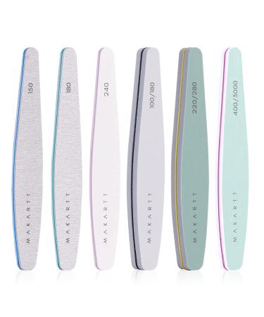 Makartt Nail File and Buffer, 6 Pcs Professional Nail Files for Acrylic Nails Different Double Sided Grit Nail Emery Boards for Nails Buffer Polisher Fingernail Files for Gel Nails Manicure Tools 400/3000Grit-6pcs