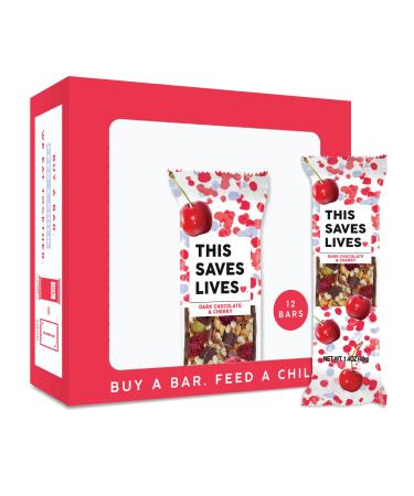 This Saves Lives Snack Bars, Dark Chocolate Cherry, 12 Count, Healthy Granola Bars, Gluten Free, Non GMO, Kosher, Individually Wrapped 1.4oz Bars