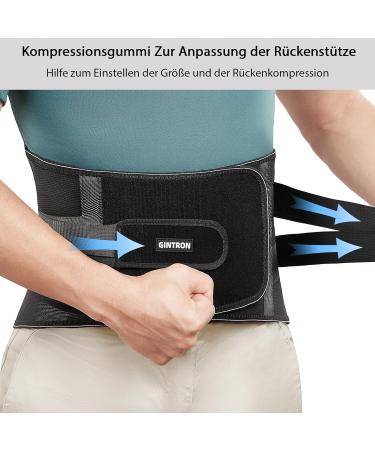 Buy Gintron Back Support Belt - Breathable Lower Back Relief with Removable 3D Lumbar Cushion for Men & Women - Black XL - Ideal for Work & Sports - Buy Online on GoSupps.com