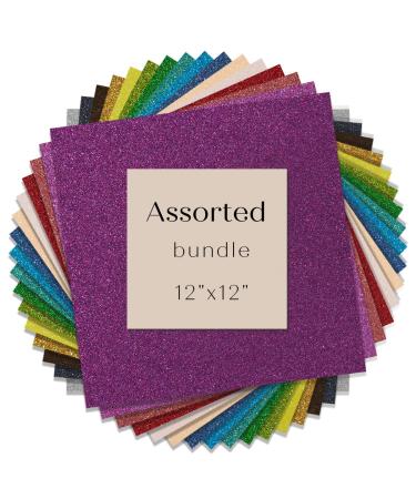 IRON-ON HTV Glitter Heat Transfer Vinyl Bundle 12" x 12" 16 Assorted Colors Sheets 16 Pack Iron on Vinyl for Shirts DIY Desing 16Colors 12"*12" sheets - Buy Online on GoSupps.com
