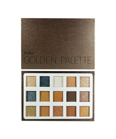 Ccolor Cosmetics - Golden  15-Color Eyeshadow Palette  Highly Pigmented  Long-Wearing  Easy-to-Blend  Bronze Gold Matte & Shimmer Eye Shadow  Professionally Formulated Eye Makeup