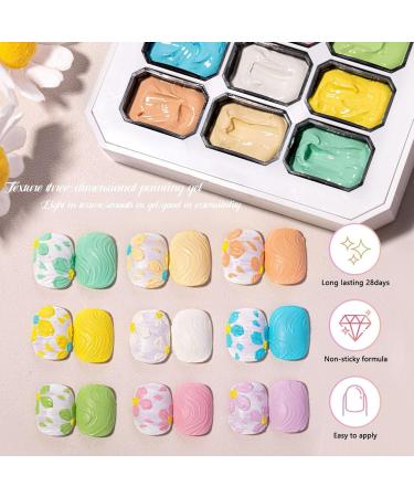  BommFu Nail Painting Gel Colored Gel 9 Color Palette for Sculpting Drawing Modeling Decoration and Manicures - Buy Online on GoSupps.com