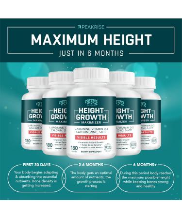 Height Growth Maximizer Calcium Vitamin D3 and Zinc Blend Pills Bone Growth Supplement for Kids and Teens Bone Strength Density Support GMO-Free Gluten-Free Made in USA 180 Caps 180 Count (Pack of 1) - Buy Online on GoSupps.com