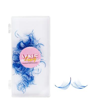 VNE 500 Fans Colorful Lash Extensions | Premade Volume Lash Extensions | Premade Mega Volume Fans | Single color box (14mm- D curl  Blue- 6D) 14mm- D curl Blue- 6D