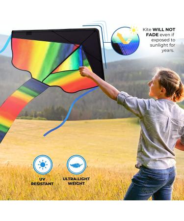 Classic Rainbow Kids Kite - Easy to Fly for Outdoor Fun - Great for Kids and Adults - Ages 3-12 - Buy Online on GoSupps.com