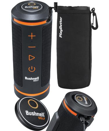 Bushnell Wingman GPS Golf Speaker Bundle with PlayBetter Protective Neoprene Pouch | Music & Audible Distances Bluetooth Speaker for Golf Cart | Score Tracking, 3D Flyovers & 36,000+ Courses | 361910