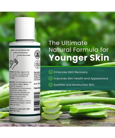 Organic Aloe Vera Gel 4 oz - Sunburn Relief & Moisturizer - Travel Size - No Coloring - Freshly Cut - Cools Skin After Sun - 4 Fl Oz - Buy Online on GoSupps.com