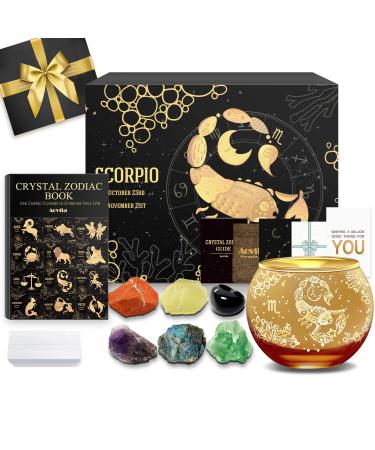 Aovila scorpion gifts for women scorpion tealight holder candlestick crystals born stones gift box set zodiac sign astrology gifts birthday presents for women mom best friends scorpion with tealight holder