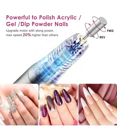 COSLUS Electric Nail Drill with 45 Kits - Cordless Manicure Set | 3-Speed Professional E File for Acrylic & Gel Nails - Rose Grey - Buy Online on GoSupps.com