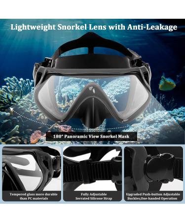 Kesida Snorkeling Set for Adults - Long Fins, Dry Top Snorkel, Anti-Leak Mask - M/L Size - Black - Buy Online on GoSupps.com