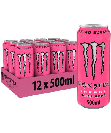 Monster Energy Ultra Rosa - caffeinated energy drink with a refreshing grapefruit taste - without sugar and without calories - in practical disposable doses (12 x 500 ml)