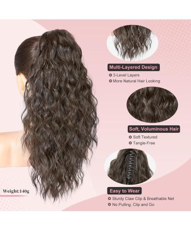 Brikabia 40cm Chocolate Brown Blonde Ponytail Extension - Long Wavy Curly Clip-In Hair Parts for Women - Buy Online on GoSupps.com