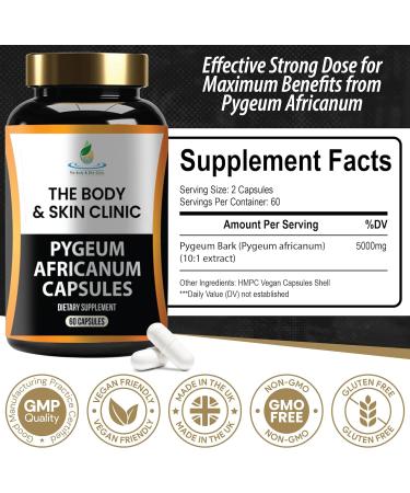 Pygeum Africanum 5000mg Extract Capsules - 60 Vegan Capsules | High Strength, Gluten & Filler Free - Buy Online on GoSupps.com