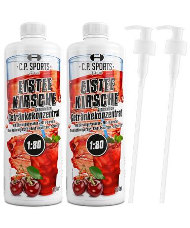 C.P.Sports Sugar-Free Iced Cherry Beverage Syrup - 2L + 2 Pump Dispenser | Vitamin-Packed Mineral Drink Concentrate for Mixing with Water - 2 Pack - Buy Online on GoSupps.com