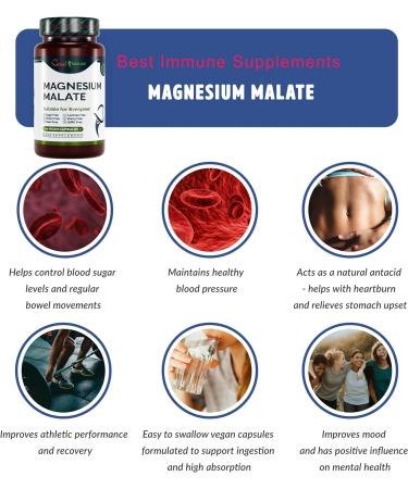 Premium Grade Natural Magnesium Malate 1000mg Vegan Capsules - Ideal Strength - Buy Online on GoSupps.com