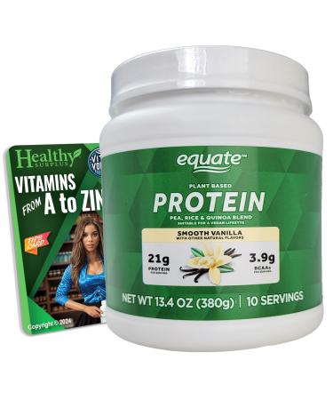 Healthy Surplus Equate Vanilla Pea Protein - 13.4 OZ (380g) - 10 Servings and Vital Volumes Vitamins Tips Card